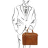 Pisa - Leather laptop briefcase with front pocket
